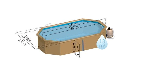 PISCINE BOIS OVALE CANNELLE 2 GRÉ