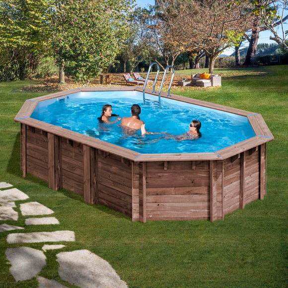 PISCINE BOIS OVALE MACADAMIA GRÉ