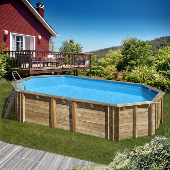 PISCINE BOIS OVALE ORANGE GRÉ